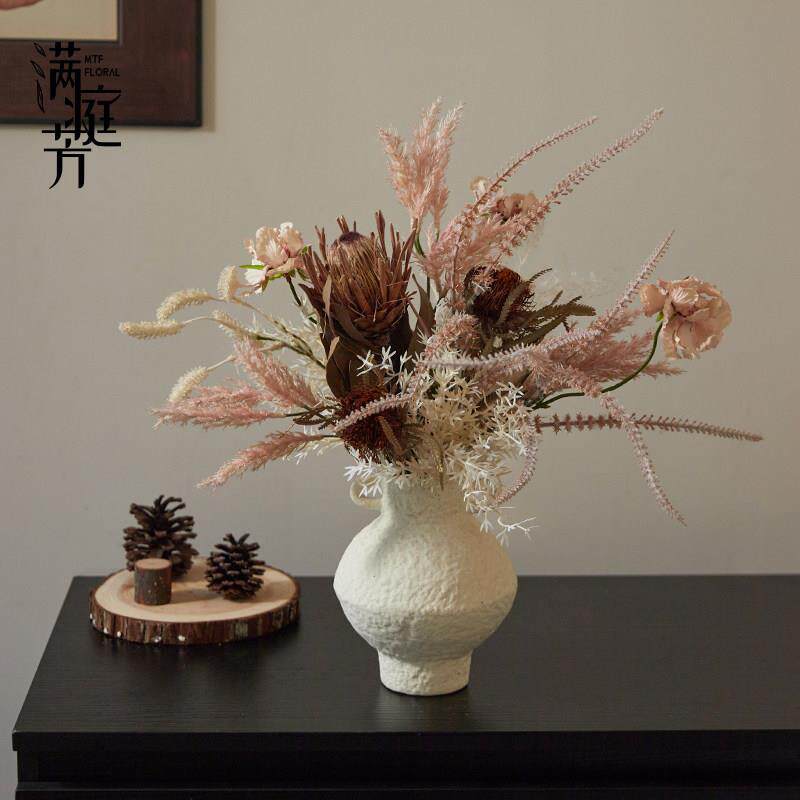萱草手工编织花瓶摆件家居装饰勿忘我干花插花材料