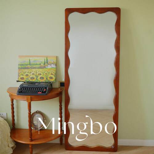 MINGBO法式复古ins波浪全身镜家用壁挂穿衣镜创意卧室中古落地镜