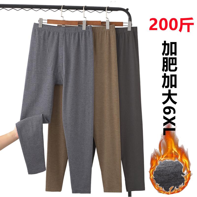 男士大码秋裤德绒保暖裤中老年人加肥高腰宽松深裆内穿宽松线裤