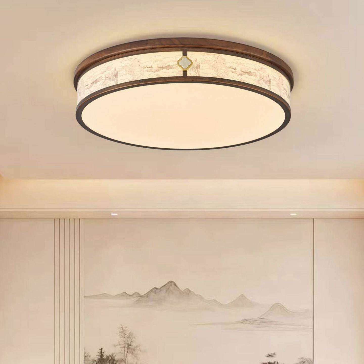 宋式美学全铜北美黑胡桃木客厅餐厅书房卧室吸顶灯中山工厂店