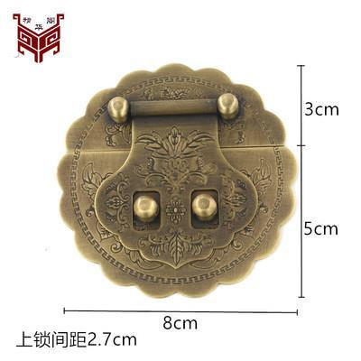 仿古箱子铜配件老式木箱子扣锁樟木箱子纯黄铜锁扣首饰盒免打孔锁