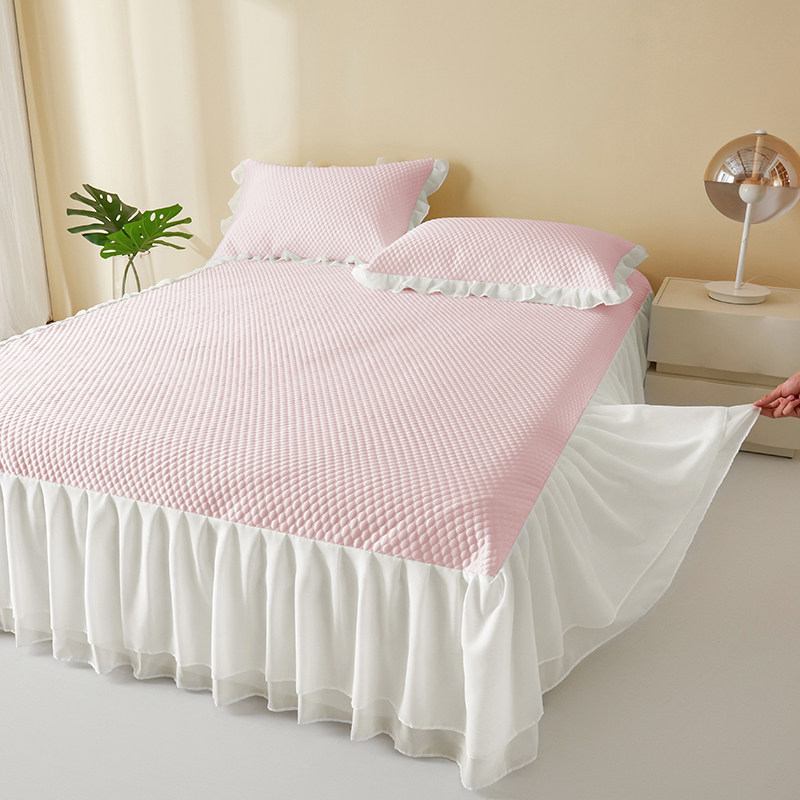 冰豆豆凉席床裙款三件套少女心凉感冰丝席可折叠水洗软席夏季家用,床上用品,冰丝席,淘宝优惠券,粉丝福利购,淘宝优惠卷