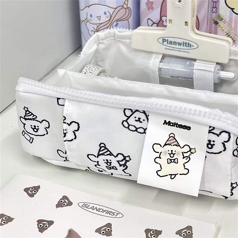 线条小狗笔袋日系粉嫩可爱卡通多层大容量少女心铅笔盒,文具电教/文化用品/商务用品,笔袋,淘宝优惠券,粉丝福利购,淘宝优惠卷