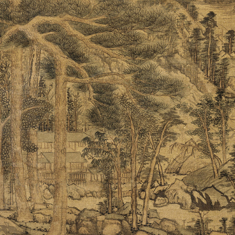 元 黄公望 天池石壁图挂轴条幅卷轴山水画名画微喷书房玄关装饰画