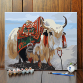 DIY 饰画挂画 数字油彩画动物牦牛手绘填色油画客厅卧室书房餐厅装