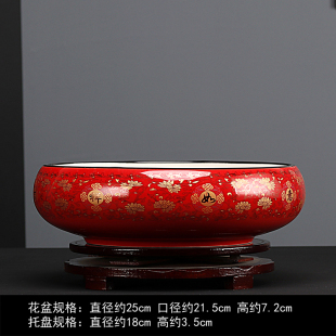 水养水仙花盆陶瓷大号圆形水培铜钱草一叶莲创意家用无孔大口径盆