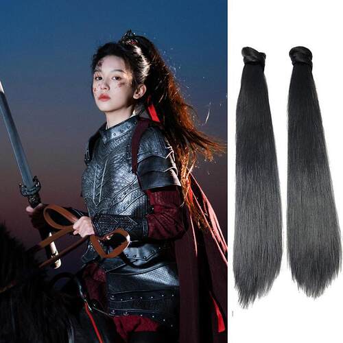马尾假发女长直发假发辫古风汉服马面裙摄影高马尾新中式抓夹假发