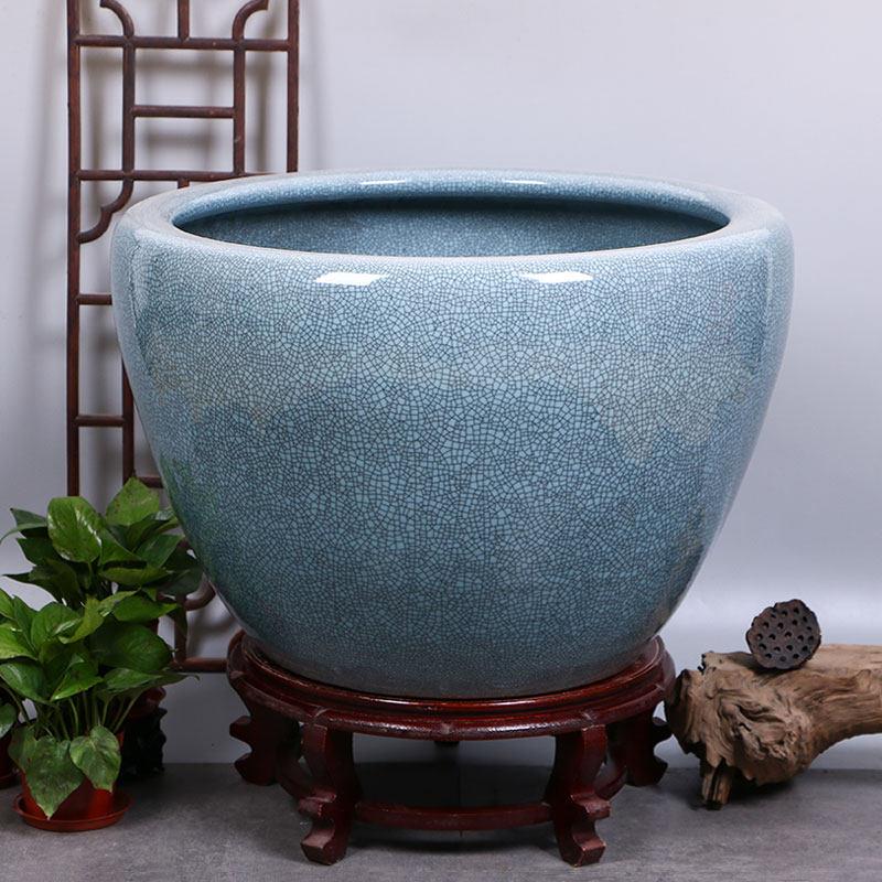 景德镇陶瓷裂纹釉鱼缸开片养金鱼缸乌龟缸睡莲盆荷花缸碗莲缸大号