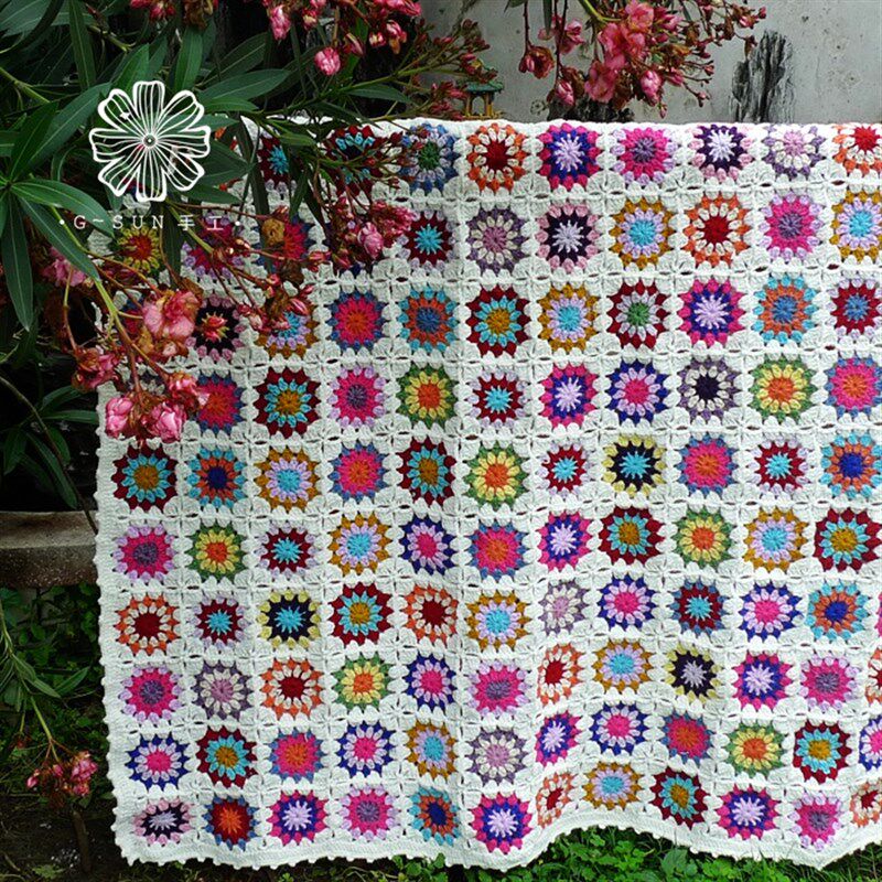 小雏菊钩花间色儿童沙发空调卧室床罩盖毯子祖母方格休闲毯/毛毯,床上用品,休闲毯/毛毯/绒毯,淘宝优惠券,粉丝福利购,淘宝优惠卷