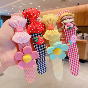 碎发神器女儿童魔术贴发箍蝴蝶结发卡头箍可爱女童碎发帖刘海贴