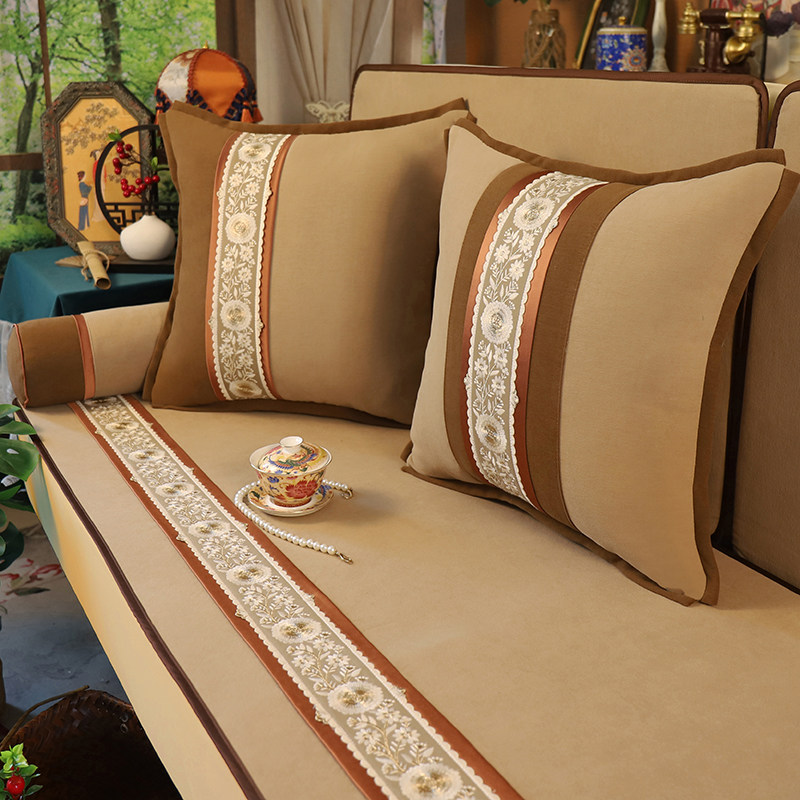 新中式沙发笠罩套防猫抓法式沙发垫巾四季通用全包万能套防滑定制