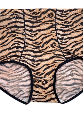 古妃84205 虎纹高腰光滑柔软透气大码宽松舒适提臀性感三角内裤女