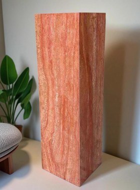 天然红洞石立柱摆件底座酒店别墅客厅石材花架雕塑台石墩子底座