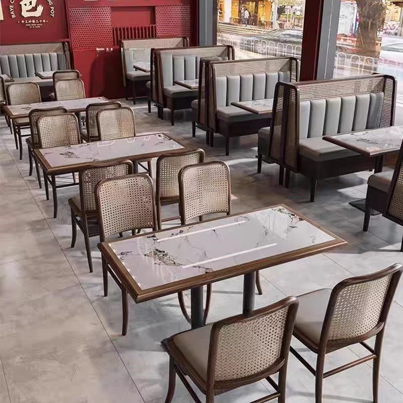 主题餐厅靠墙卡座沙发东南亚餐厅卡座西餐厅餐饮饭店桌椅组合商用