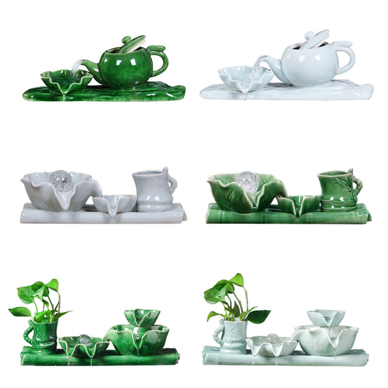 陶瓷鱼缸自动循环流水养鱼盆增氧过滤器室内喷泉瀑布装饰造景摆件,家居饰品,装饰摆件,淘宝优惠券,粉丝福利购,淘宝优惠卷