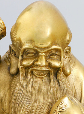 老寿星铜像 南极先翁像黄铜福禄寿像站龟寿星家用客厅工艺品摆件