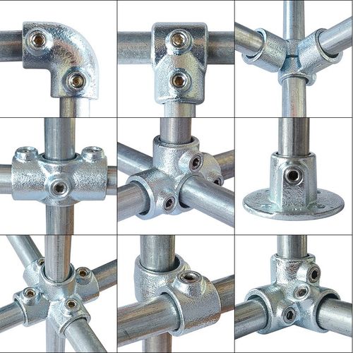 60mm镀锌钢管2寸圆管连接件护栏架子楼紧固件固定件铁管水管接头