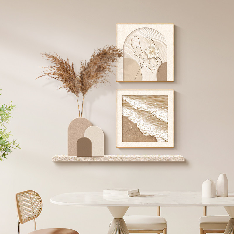 奶油风餐厅装饰画抽象人物饭厅餐桌背景墙挂画原木风客厅壁画组合