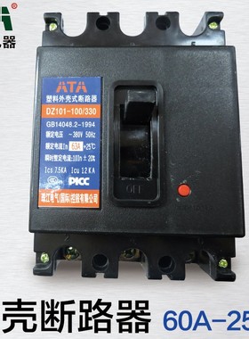 珠江380V空气开关大功率工程断路器DZ101塑壳三相63A-250安3P总闸