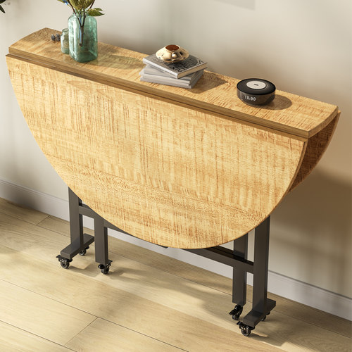 家用餐桌大圆桌餐厅可方可圆饭桌可折叠带转盘伸缩圆桌聚餐折叠桌