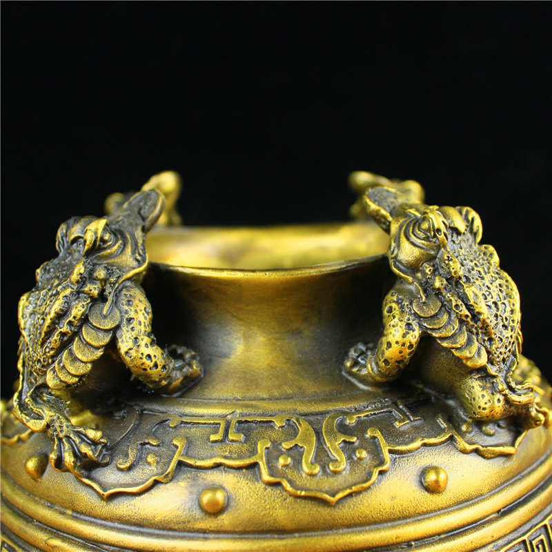 纯铜聚宝盆摆件金蟾黄铜四方金蟾坛子钱罐家居饰品装饰品桌面摆设,家居饰品,装饰摆件,淘宝优惠券,粉丝福利购,淘宝优惠卷