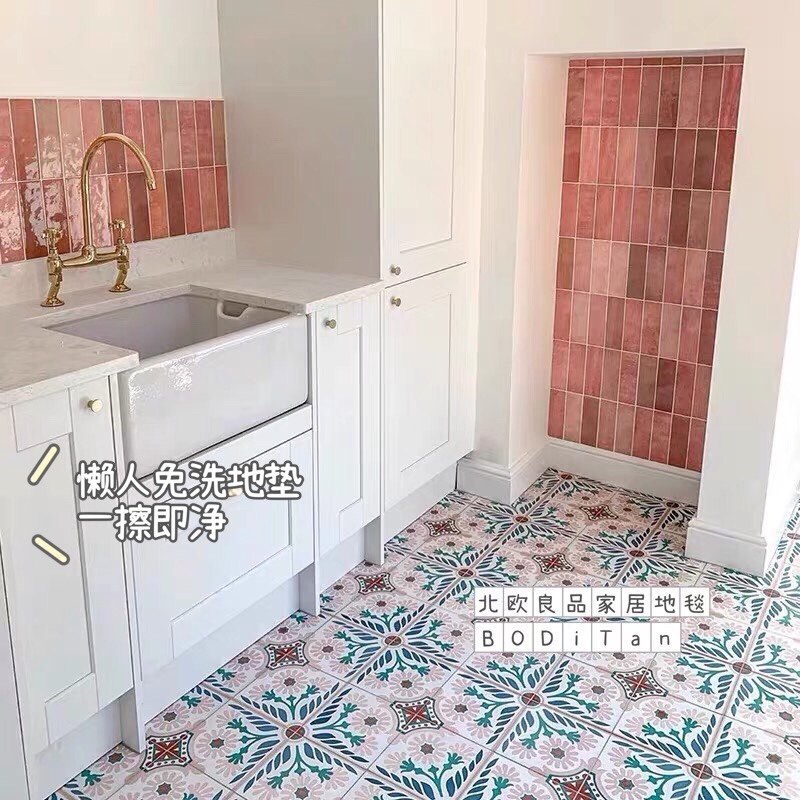 阳台满铺垫子入户进门垫厨房免洗可擦客厅大面积花砖防水皮革地垫,居家布艺,家用脚垫,淘宝优惠券,粉丝福利购,淘宝优惠卷