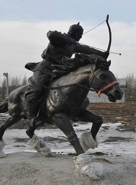 石膏蒙古少数民族雕像定制人物骑马拉车赶牛士兵雕塑订做黄铜摆件