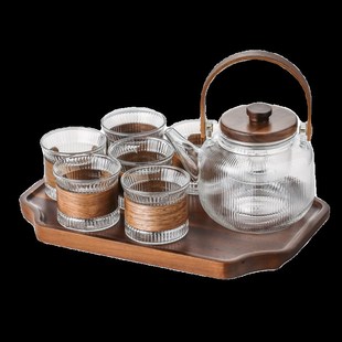家用花茶壶茶杯套装下午茶玻璃泡茶壶耐高温水果茶煮茶壶花草茶具