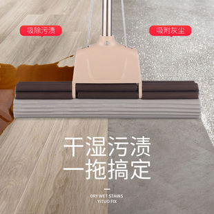 宁洁海绵拖把滚动排拖式滚轮式拖地胶棉吸水拖地拖布直杆