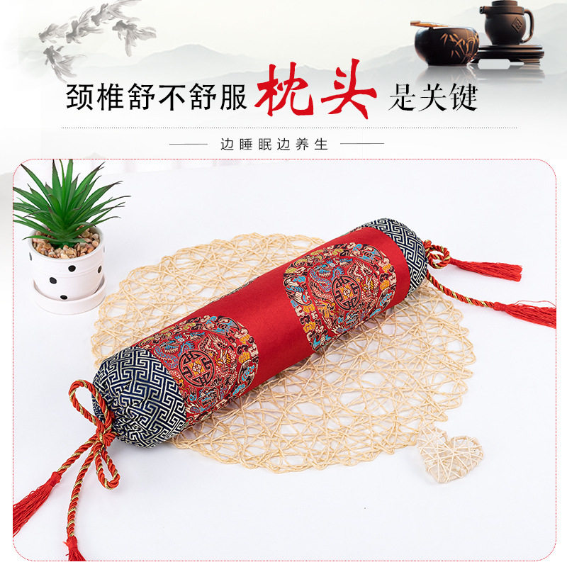 古色古香花草贡缎枕头颈椎枕头套圆枕护颈糖果枕圆形硬枕枕套荞麦,床上用品,枕套,淘宝优惠券,粉丝福利购,淘宝优惠卷