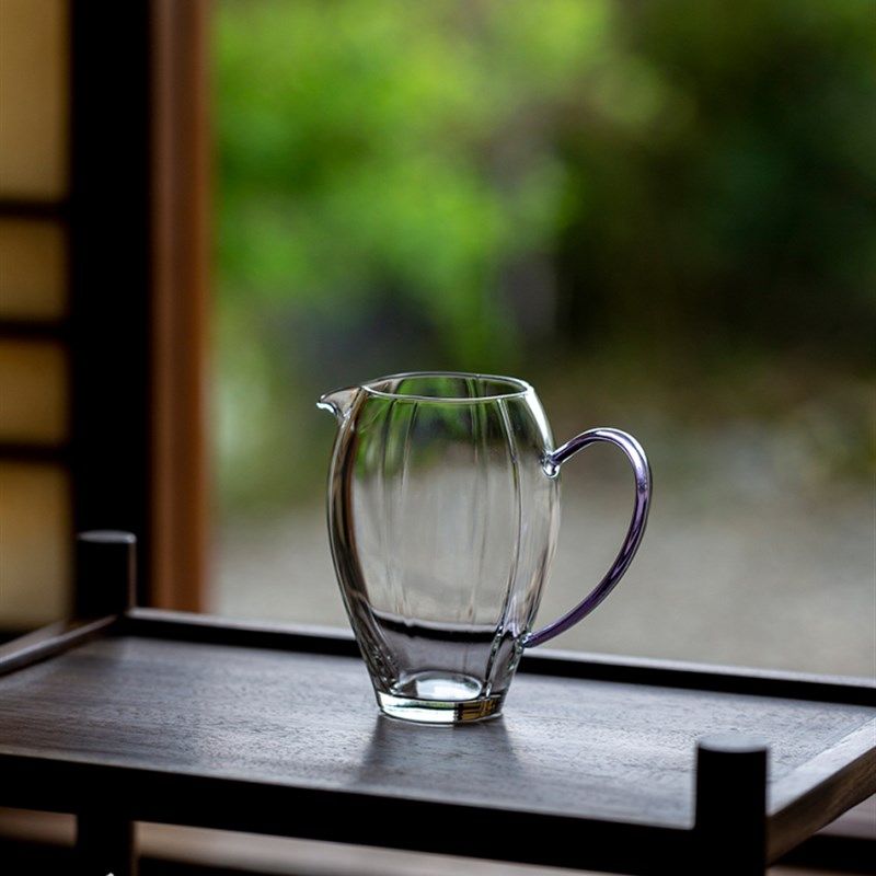 钱柳光姐妹紫柄玻璃公道杯尖口透明玻璃饮茶机家用高硼硅耐热男杯,餐饮具,公道杯,淘宝优惠券,粉丝福利购,淘宝优惠卷