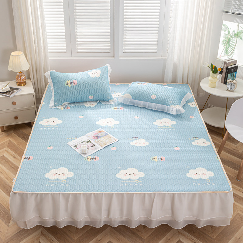 夏季冰丝乳胶凉席床裙款三件套母婴a类可机洗加厚空调席2024新款,床上用品,乳胶席,淘宝优惠券,粉丝福利购,淘宝优惠卷