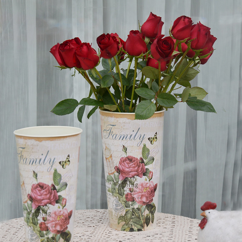 法式田园乡村铁皮花桶花店家用装花大号复古铁艺花盆干花花瓶花器,家居饰品,花桶,淘宝优惠券,粉丝福利购,淘宝优惠卷