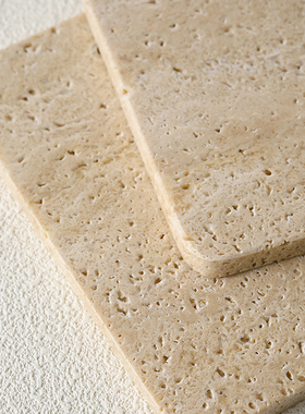 侘寂风天然洞石托盘复古大理石装饰摆件耳环珠宝陈列板饰品置物盘