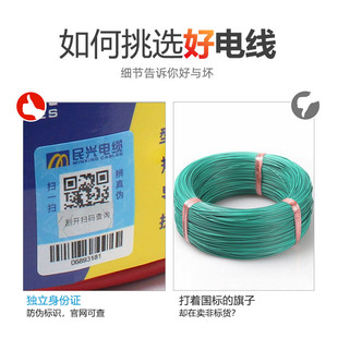 东莞民兴电线电缆阻燃硬线纯铜芯BV国标1 1.5 2.5 4 6 10平方单芯