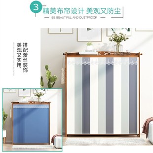 鞋柜楠竹家用门口多层防尘带布帘大容量简易玄关阳台经济型收纳柜