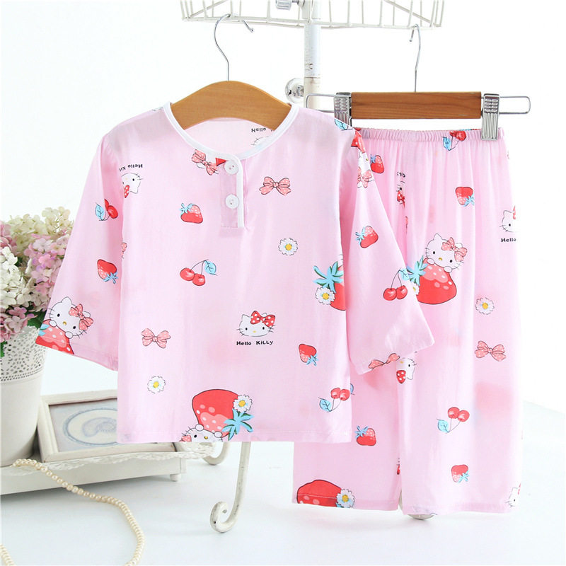 儿童睡衣女童夏季薄款男童棉绸长袖套装女宝宝绵绸大童空调家居服,童装/婴儿装/亲子装,家居服套装,淘宝优惠券,粉丝福利购,淘宝优惠卷