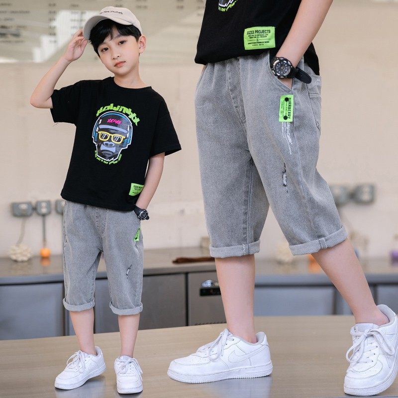 夏季薄款男童牛仔短裤儿童七分裤中大童中裤夏装五分裤21柔软新款,童装/婴儿装/亲子装,裤子,淘宝优惠券,粉丝福利购,淘宝优惠卷