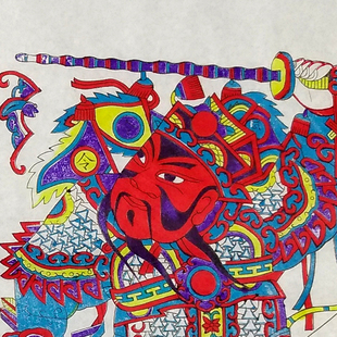 中国风特色工艺品杨家埠木版年画木板年画门心门神画秦琼敬德