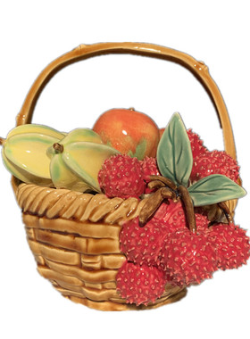石湾公仔陶瓷水果篮摆件玄关客厅电视柜植物装饰品乔迁新居送礼品