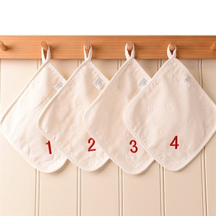 六层白色纯棉纱布幼儿园小毛巾数字编号方巾擦手巾定制20cm带挂绳