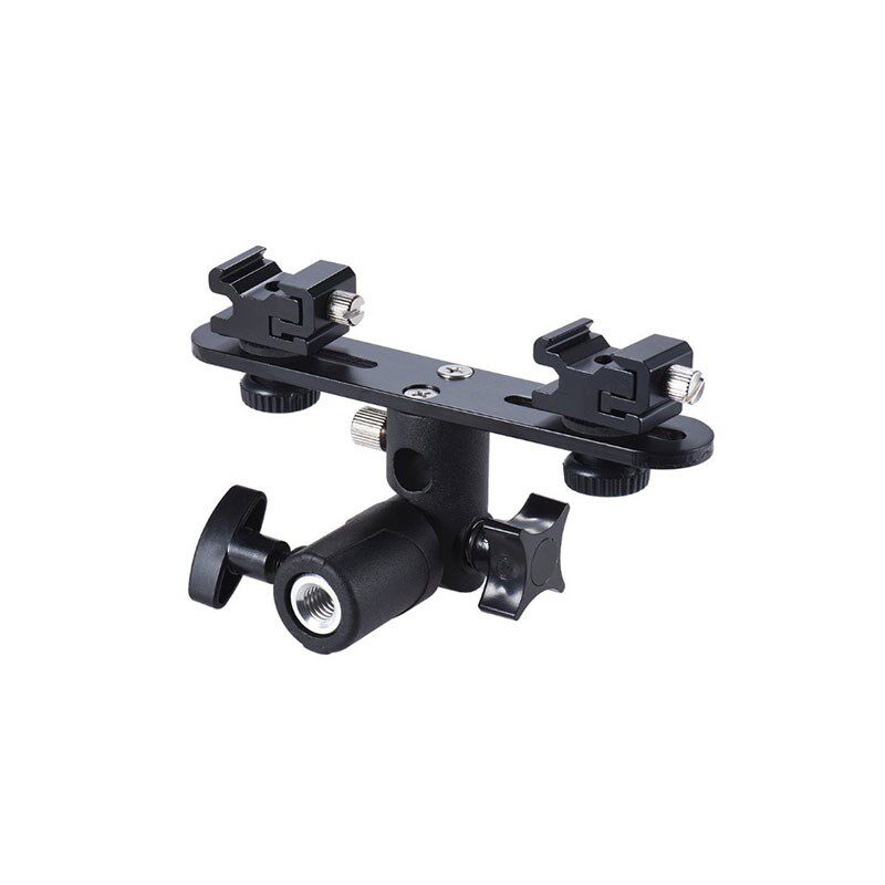 双头热靴灯座支架 机顶闪光灯底座配件 引闪器 E型灯架可插反光伞