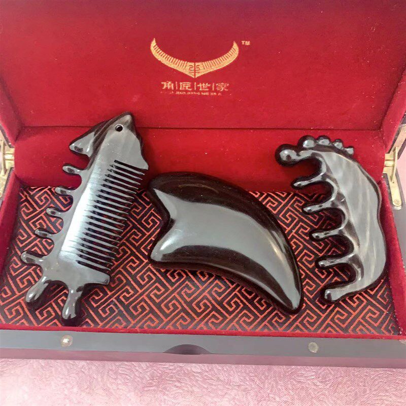 黑水精品正宗天然手工牛角梳 经络按摩梳刮板洗发梳防静电刮脸