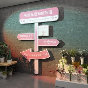 网红拍照区鲜花店装饰布置打卡奶茶咖啡店墙面壁厅馆背景摆件贴纸