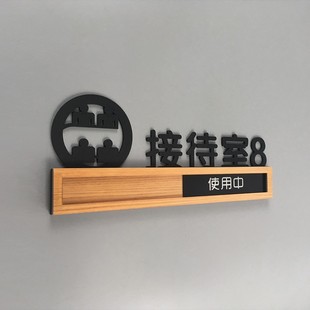 接待室门牌 可状态切换洽谈中使用中空闲中定制 亚克力办公室门牌