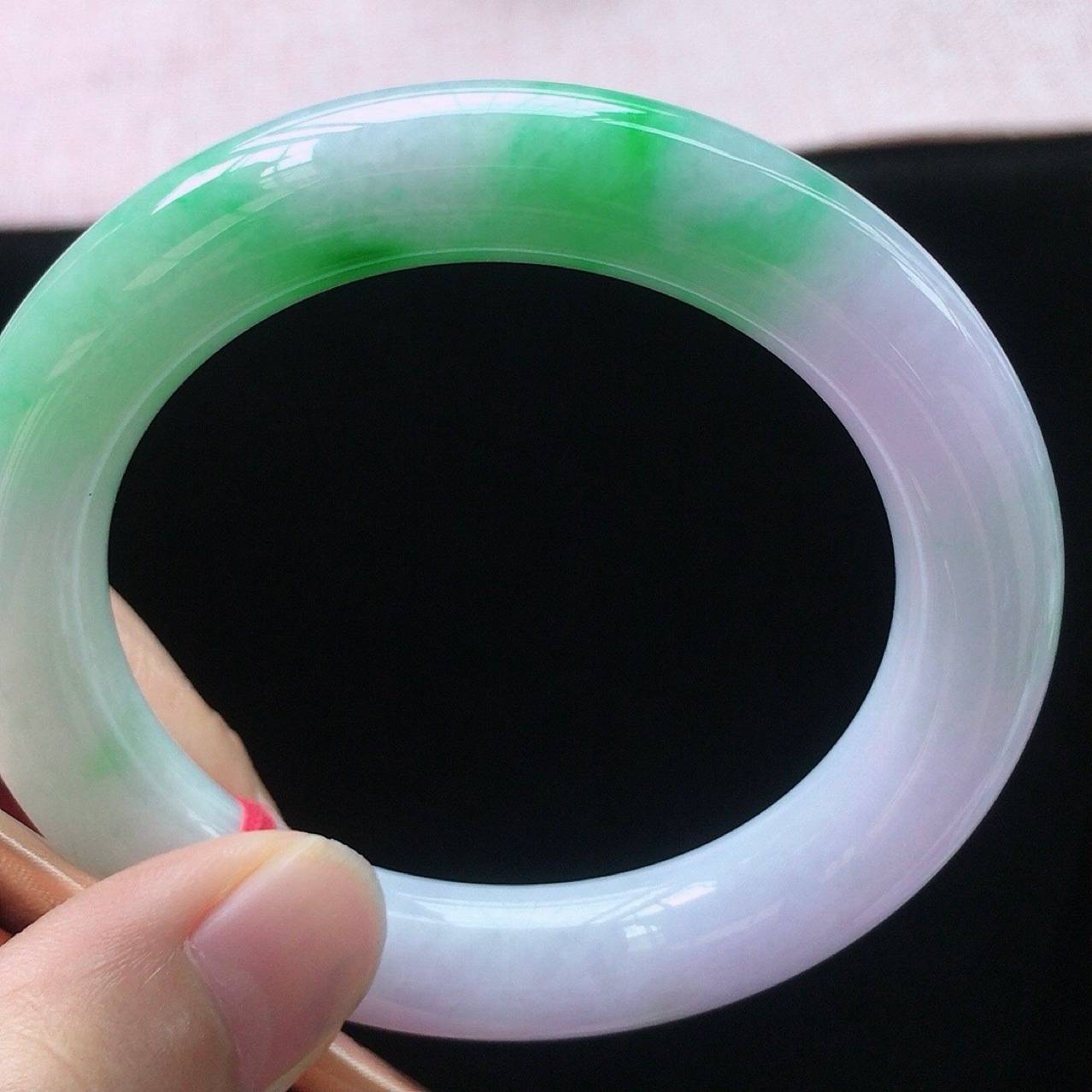 货源基地 一件代发 缅甸天然A料翡翠玉石手镯 54正圈春彩翡翠圆条