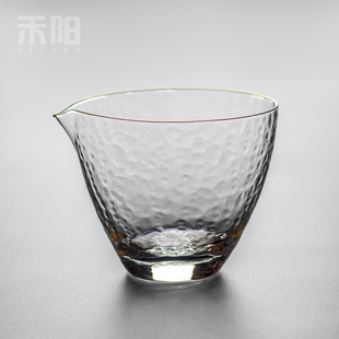 禾阳 描金耐热玻璃公道杯锤纹杯加厚茶海分茶器 功夫茶具茶配茶器