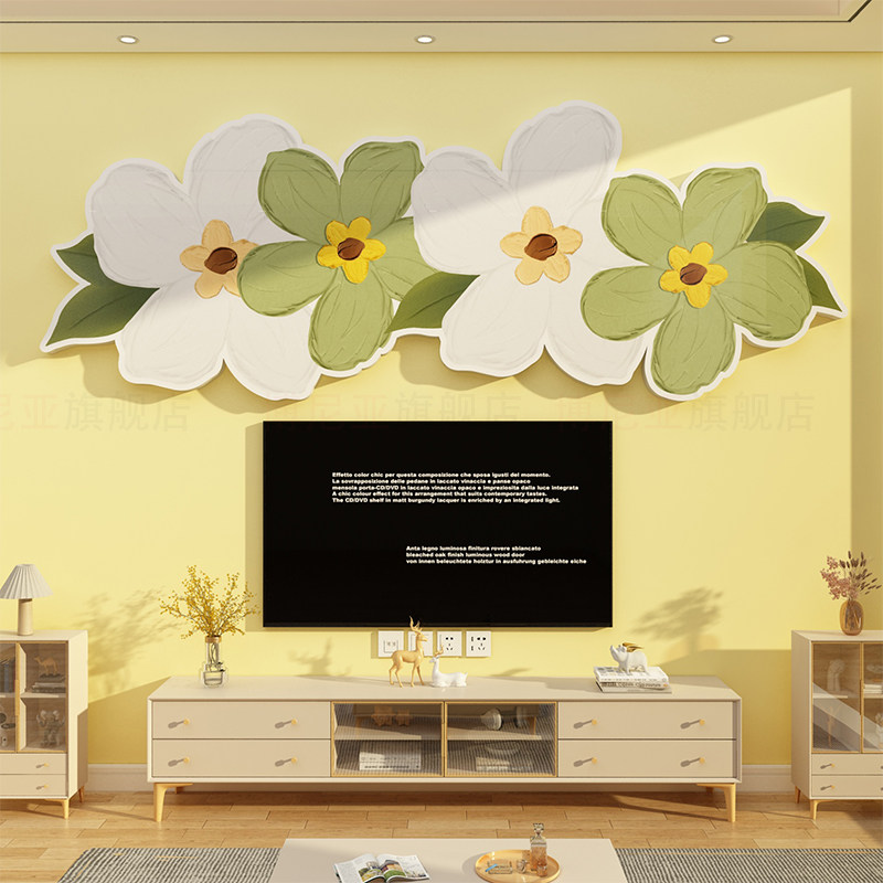 电视背景适合大白墙面装饰画上方点缀挂件房间改造用品布置摆件