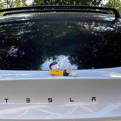 睡觉大雄汽车摆件车尾部车顶玩偶车载车内车外中控屏卡通装饰创意