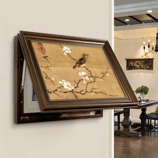 中古风电表箱装饰画花鸟中式复古遮挡配电箱电闸盒挂画餐厅免打孔